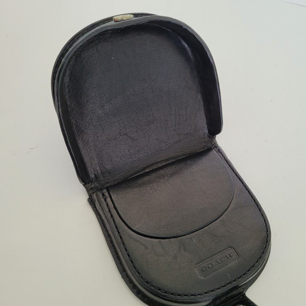 Coach Vintage Mini Coin Holder Wallet Leather Small Black Horseshoe Bifold - Picture 3 of 10